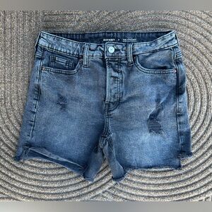 Old Navy Women’s Distressed Black Acid Wash OG High Rise Jean 3” Shorts Grunge